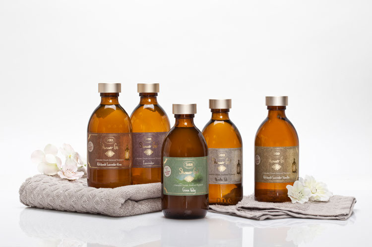 ©SABON Shower Gel, 5 Sorten "Green Valley", "Lavender", "PLV", "Patchouli Lavender Rose", "Vanilla Talc"