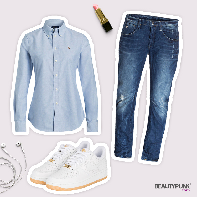 Hellblaues Hemd Boyfriend-Look