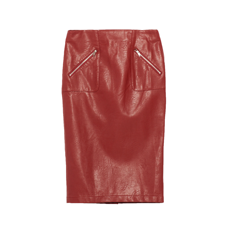 Roter Lederrock von ZARA