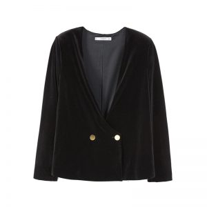 Schwarzer Samt-Blazer von Mango