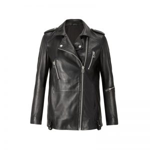 Schwarze Bikerjacke aus Leder