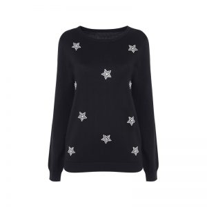 Schwarzer Pullover mit Sternen