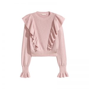 Pullover in Rosa mit Rüschen