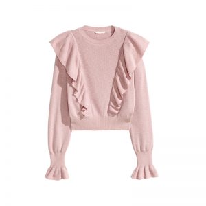 Pullover in Rosa mit Volants