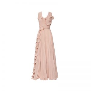 Kleid in Nude mit Volants