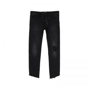 Schwarze Lace up Jeans