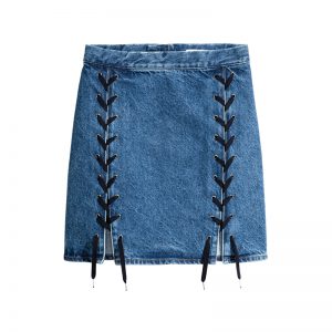 Jeans Rock mit Lace ups