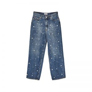 Weite Jeans mit Perlen