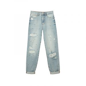 Destroyed Jeans mit Perlen