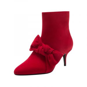 Rote Stiefelette mit Schleife