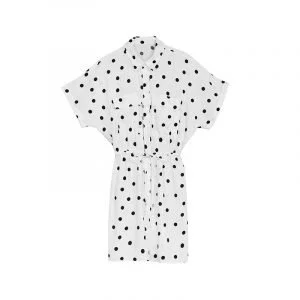 produktbild weiß schwarzes polka dot kleid