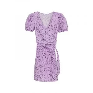 produktbild flieder schwarzes polka dot kleid