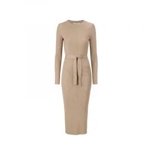 Rippstrick Kleid in Beige