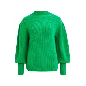 Grüner Rippstrick-Pullover