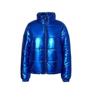 Blaue Metallic Daunenjacke