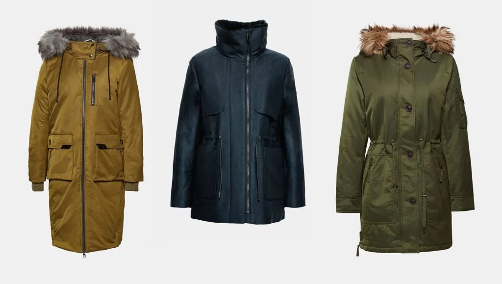 drei verschiedene parkas von esprit