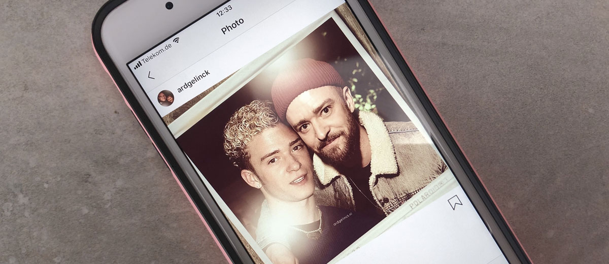 handy mit foto von justin timberlake in jung und alt