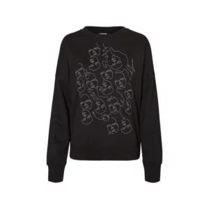 schwarzes sweatshirt mit single line print
