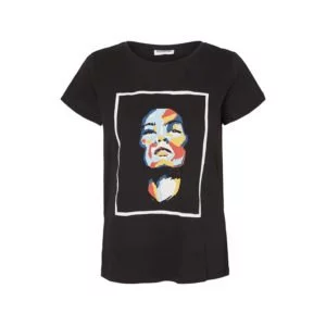 produktbild schwarzes t-shirt mit kunst-print