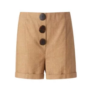 produktbild high waist shorts in beige mit drei großen knöpfen