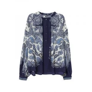 produktbild blaue bluse mit paisley muster