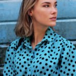 Polka Dots Bluse blau