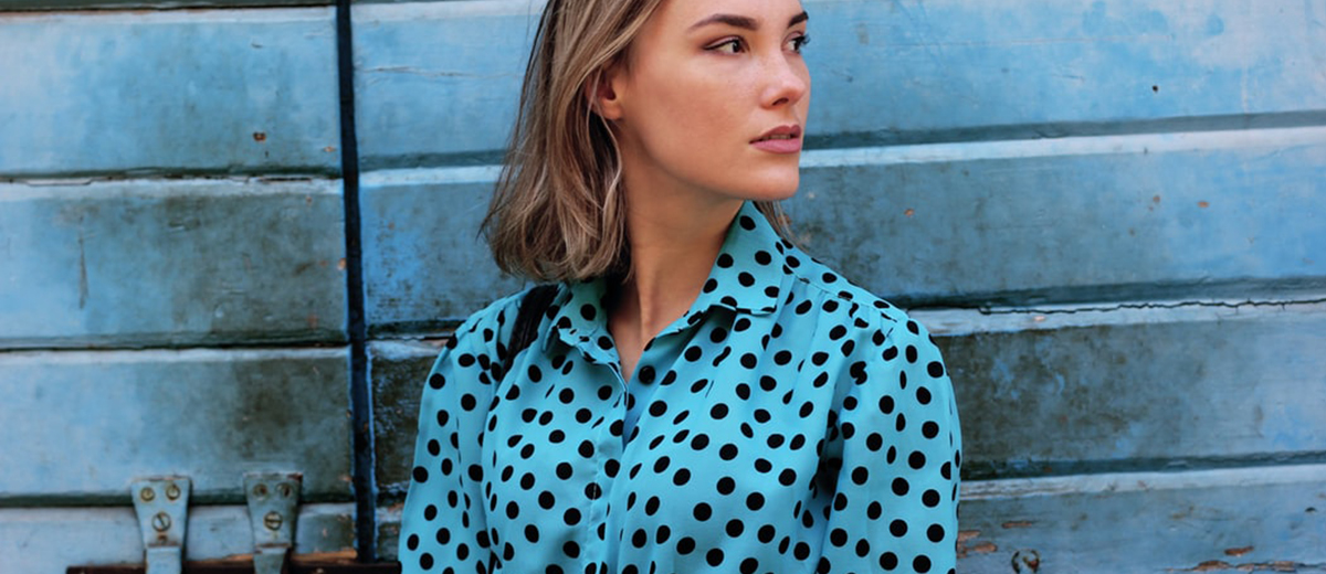 Polka Dots Bluse blau