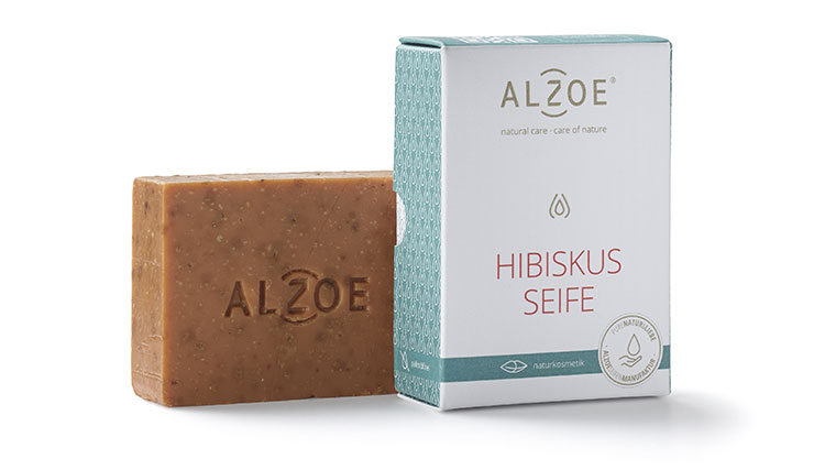 ALZOE Hibiskusseife - Verpackung