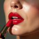 frau rote lippen