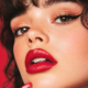 frau rote lippen