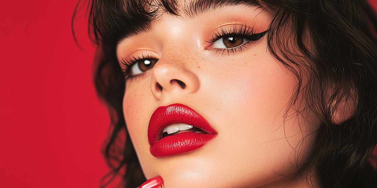 frau rote lippen